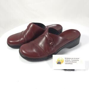 Clarks Slip On Casual Mule Leather Slide Shoe Womens Size 7.5 74119 Red